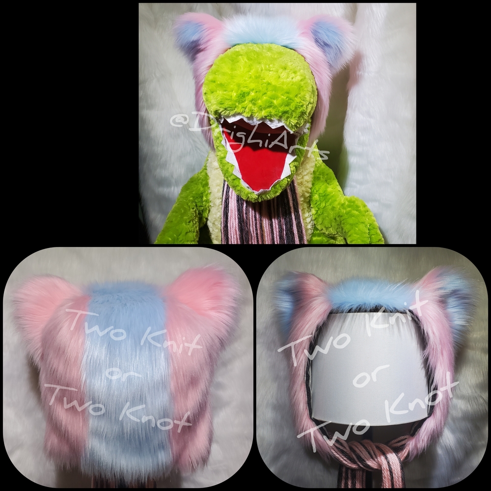 Hand Crafted Plushie Bear Hat with Fluffy Ears OOAK ITEM Faux Fur Cotton Yarn